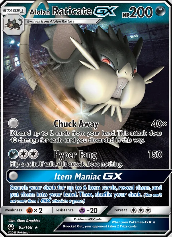Alolan Raticate GX #85 – Celestial Storm card