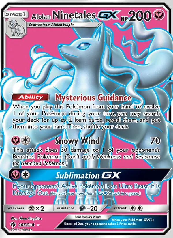 Alolan Ninetales GX #205 – Lost Thunder card