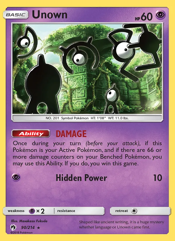 Unown #90 – Lost Thunder card