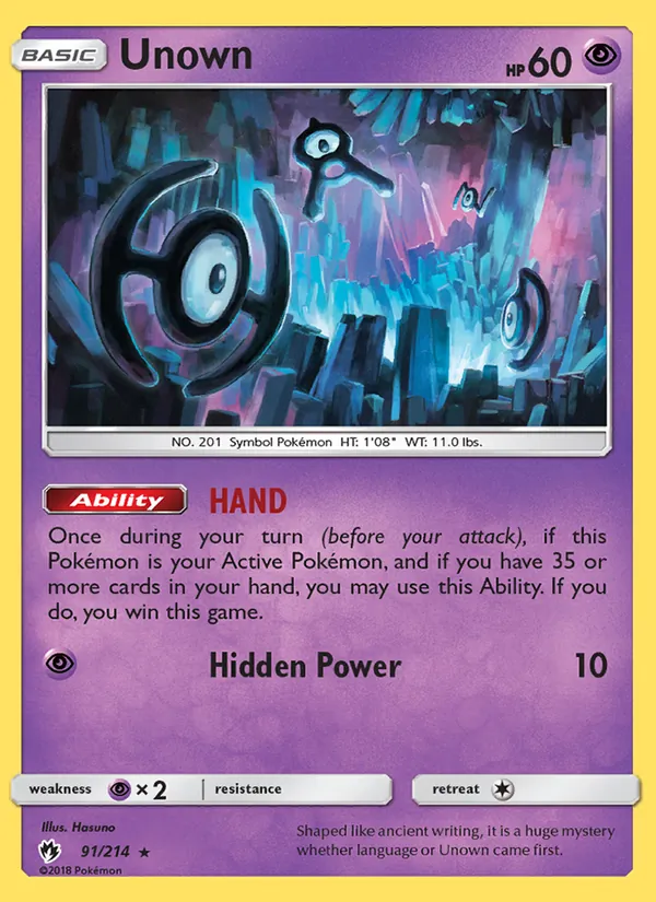 Unown #91 – Lost Thunder card