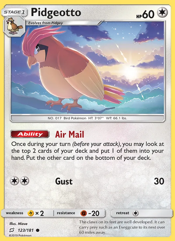 Pidgeotto #123 – Team Up card
