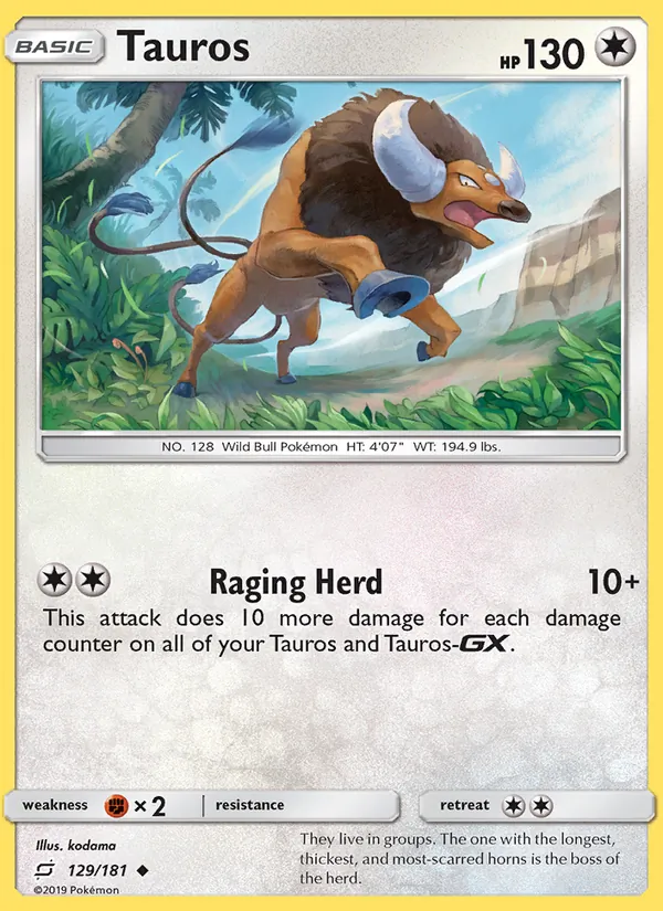 Tauros #129 – Team Up card