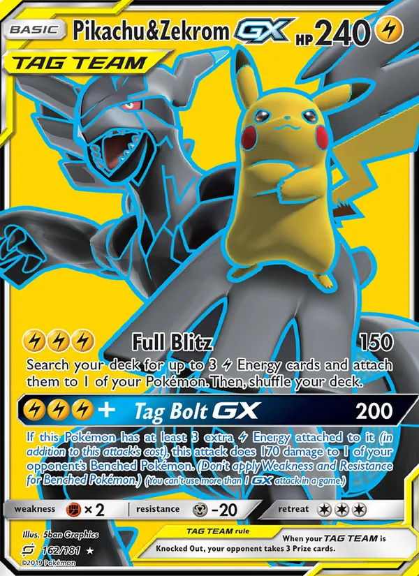 Pikachu & Zekrom GX #162 – Team Up card
