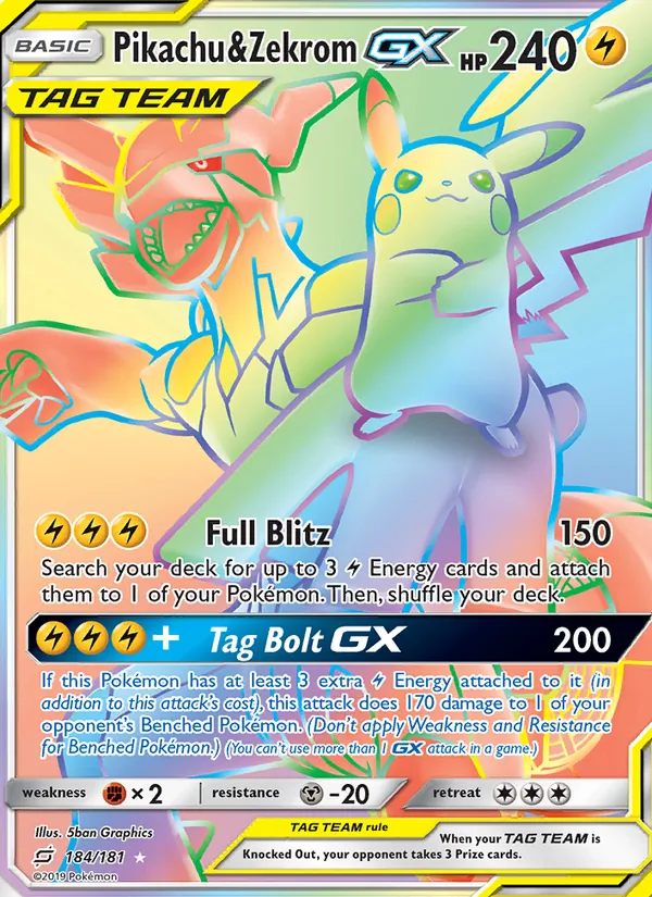 Pikachu & Zekrom GX #184 – Team Up card