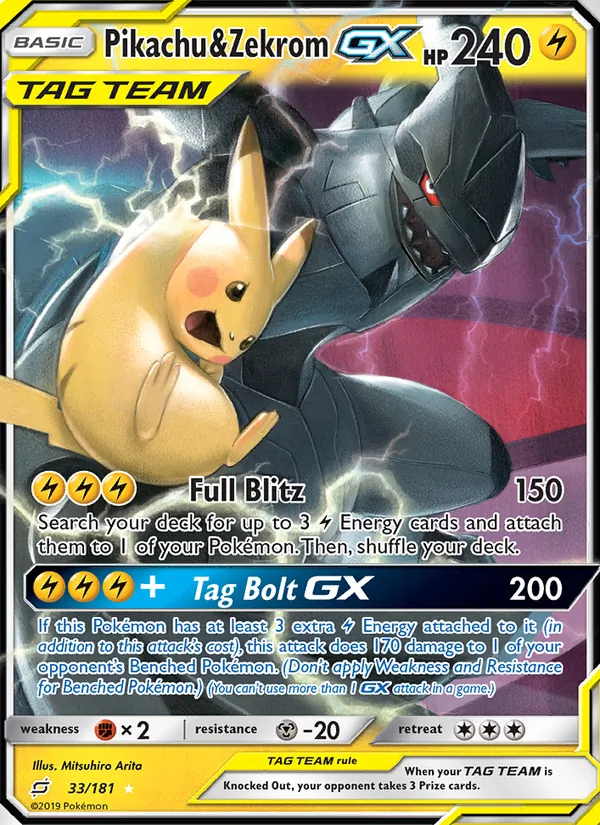 Pikachu & Zekrom GX #33 – Team Up card