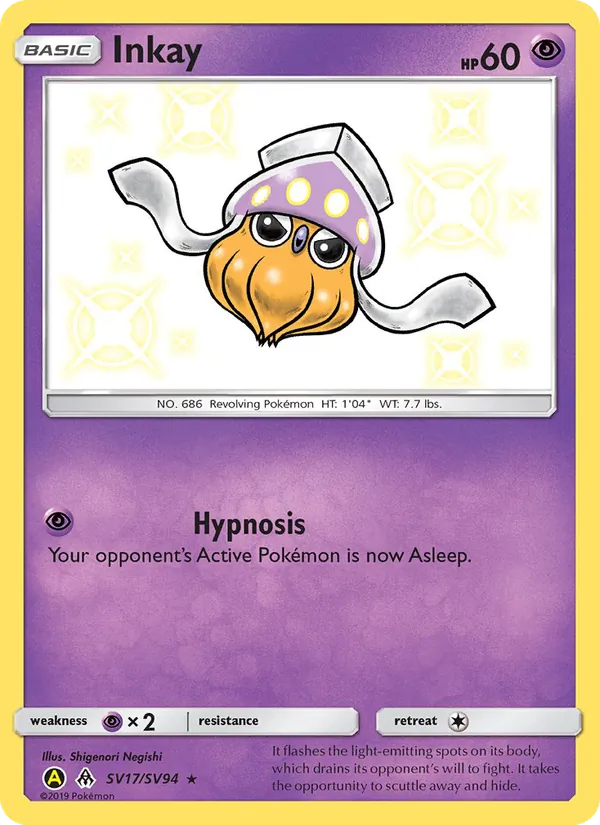 Inkay #SV17 – Hidden Fates Shiny Vault card