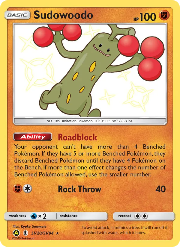 Sudowoodo #SV20 – Hidden Fates Shiny Vault card
