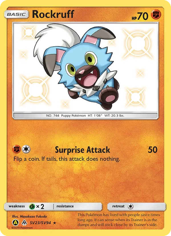 Rockruff #SV23 – Hidden Fates Shiny Vault card