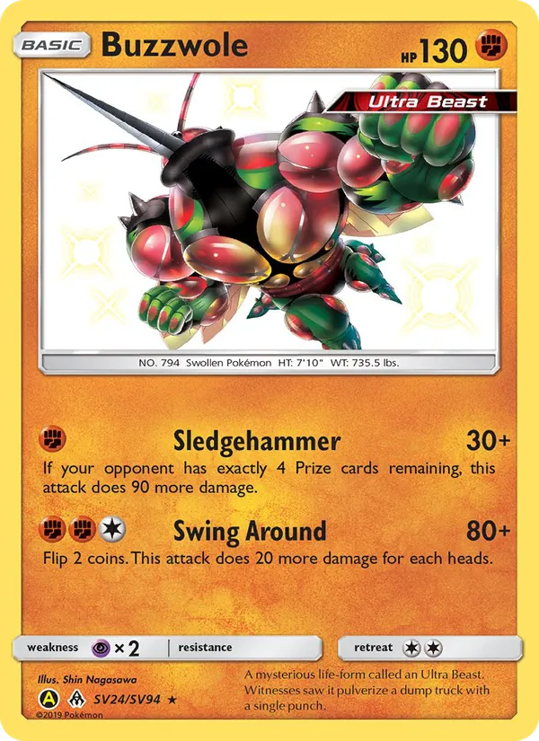 Buzzwole #SV24 – Hidden Fates Shiny Vault card