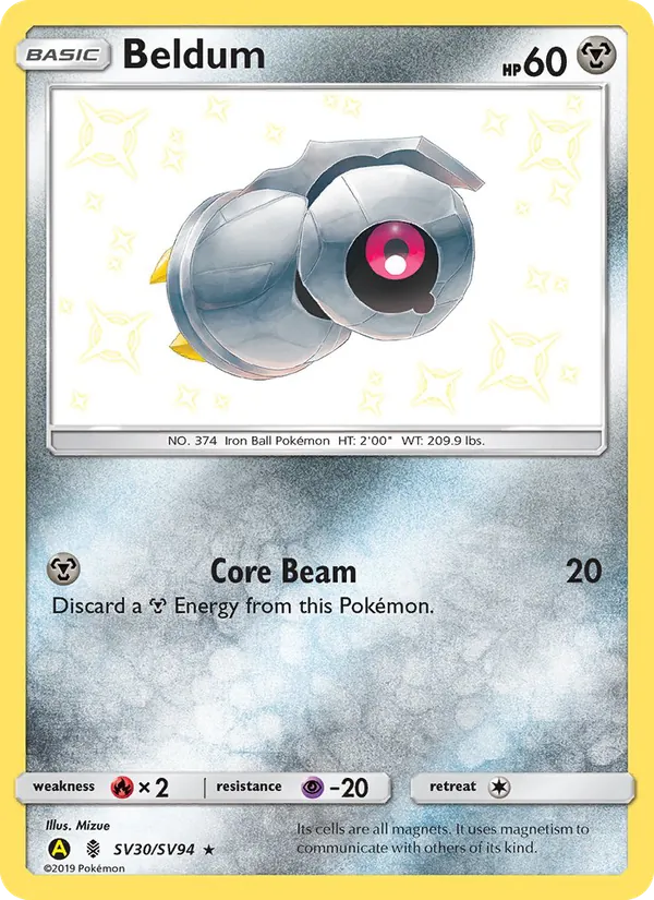 Beldum #SV30 – Hidden Fates Shiny Vault card