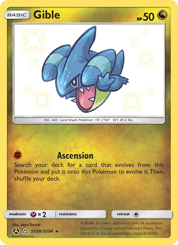 Gible #SV38 – Hidden Fates Shiny Vault card