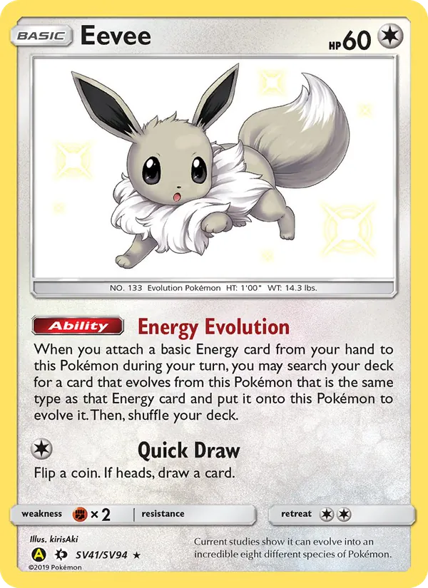 Eevee #SV41 – Hidden Fates Shiny Vault card