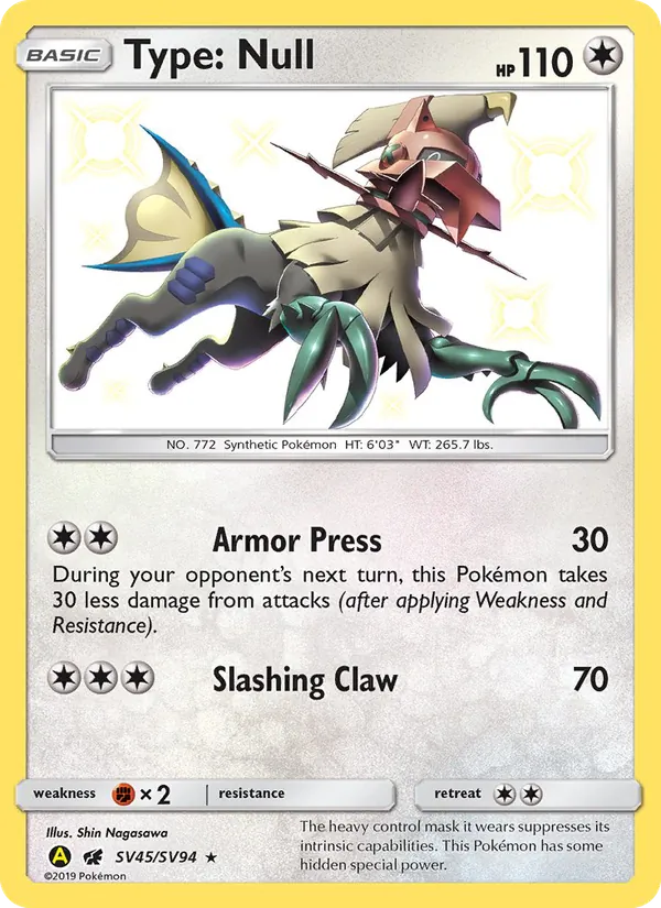 Type: Null #SV45 – Hidden Fates Shiny Vault card