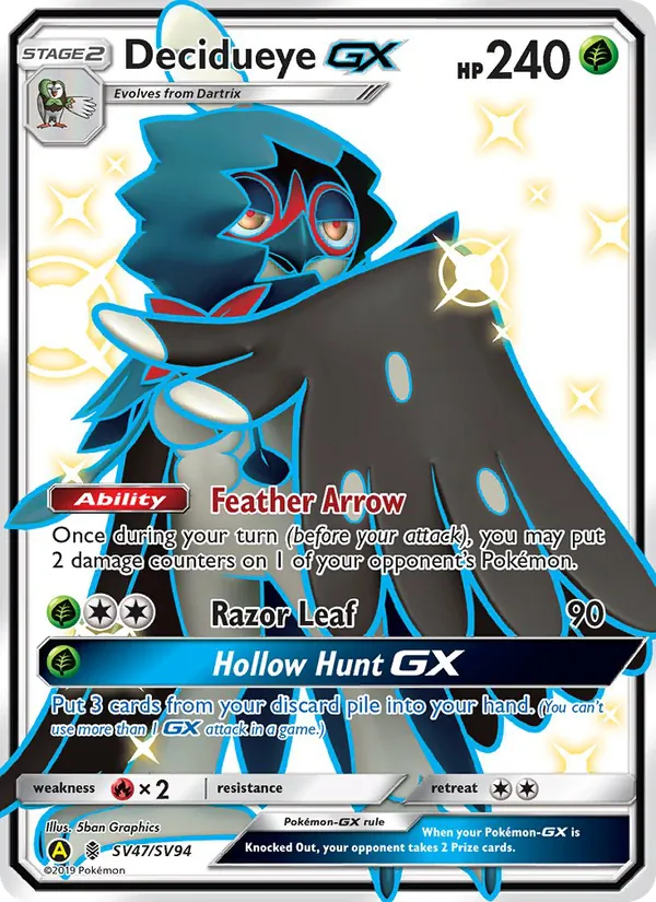 Decidueye-GX #SV47 – Hidden Fates Shiny Vault card