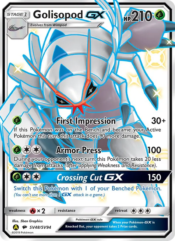 Golisopod-GX #SV48 – Hidden Fates Shiny Vault card