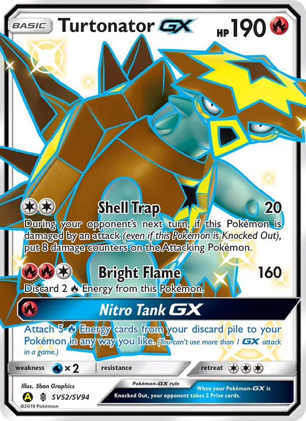 Turtonator-GX #SV52 – Hidden Fates Shiny Vault card