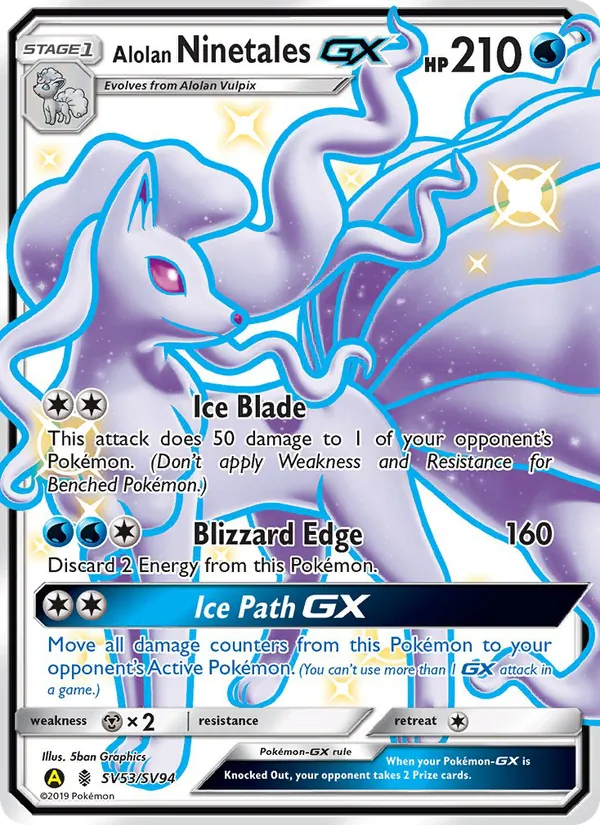 Alolan Ninetales-GX #SV53 – Hidden Fates Shiny Vault card