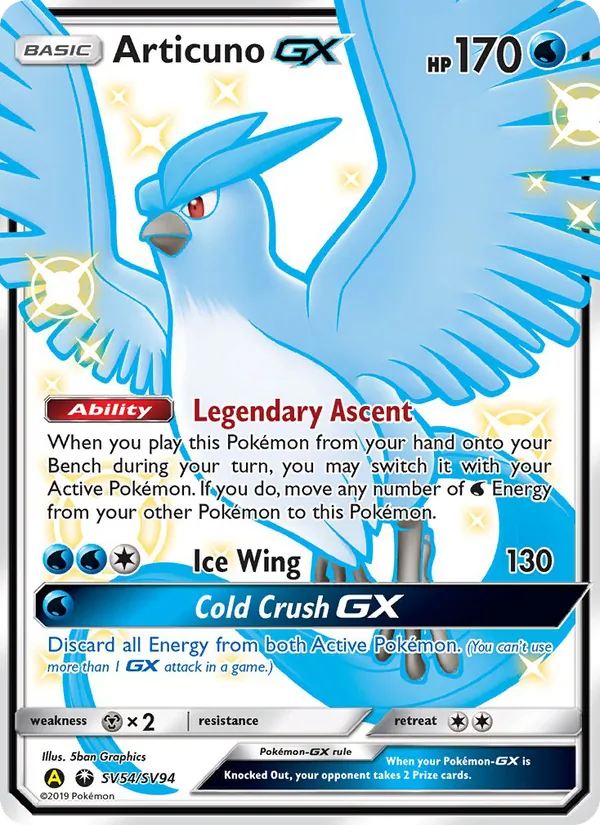 Articuno-GX #SV54 – Hidden Fates Shiny Vault card