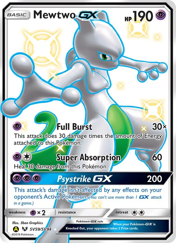 Mewtwo-GX #SV59 – Hidden Fates Shiny Vault card