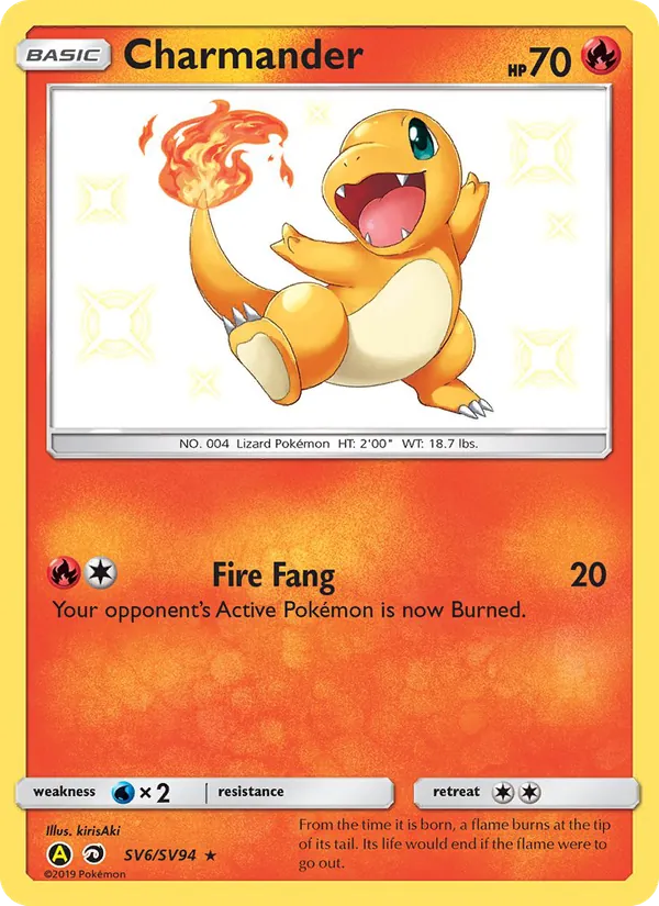 Charmander #SV6 – Hidden Fates Shiny Vault card