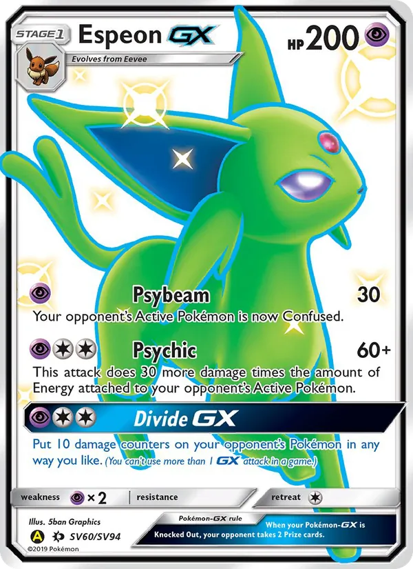 Espeon-GX #SV60 – Hidden Fates Shiny Vault card