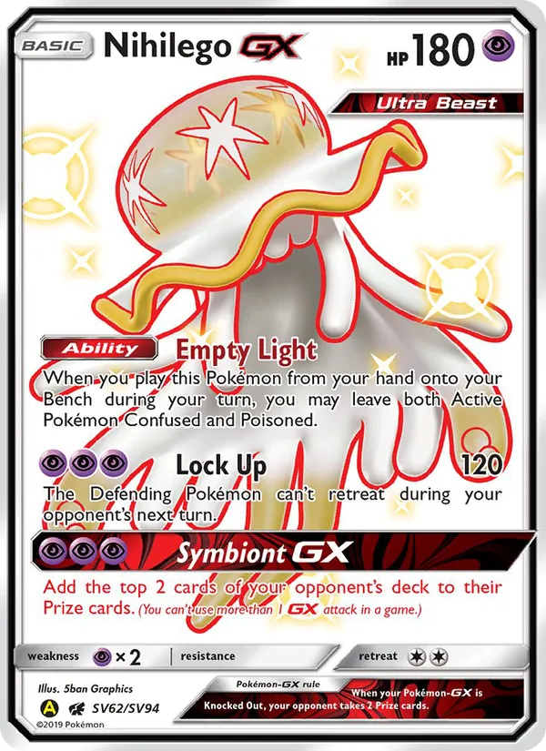 Nihilego-GX #SV62 – Hidden Fates Shiny Vault card