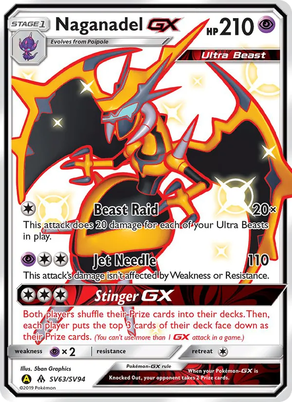 Naganadel-GX #SV63 – Hidden Fates Shiny Vault card