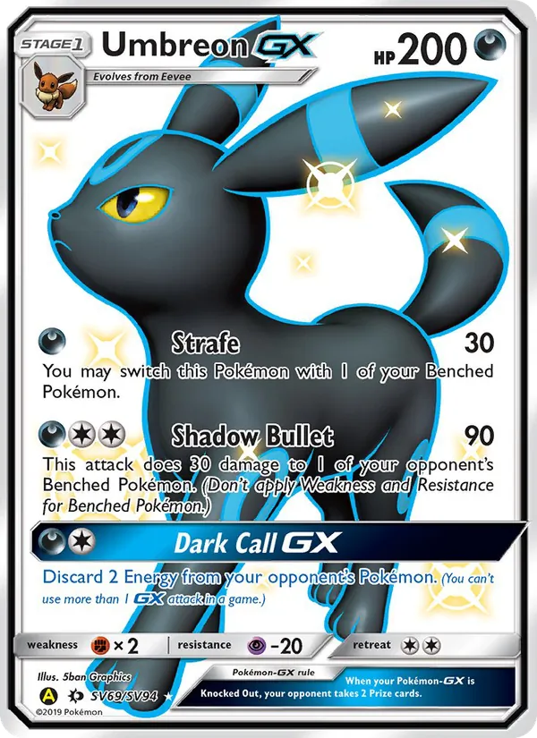 Umbreon-GX #SV69 – Hidden Fates Shiny Vault card