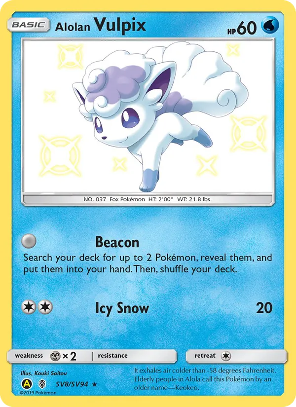 Alolan Vulpix #SV8 – Hidden Fates Shiny Vault card