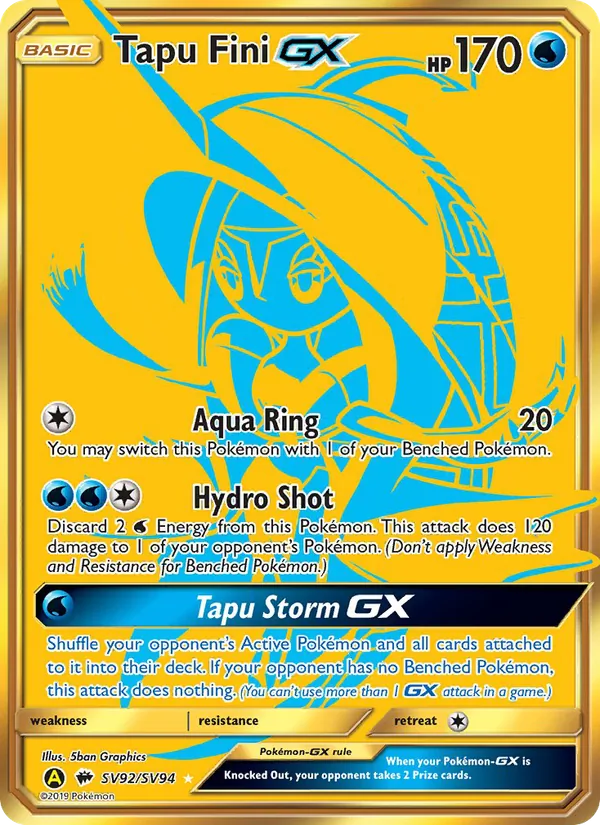 Tapu Fini-GX #SV92 – Hidden Fates Shiny Vault card