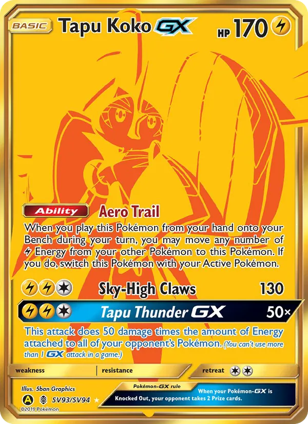 Tapu Koko-GX #SV93 – Hidden Fates Shiny Vault card