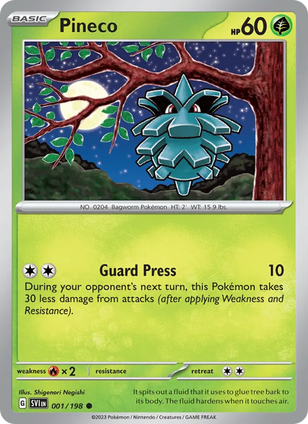 Pineco #001 – Scarlet & Violet card