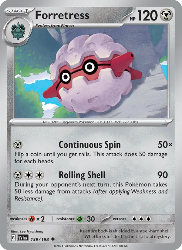 Forretress #139 – Scarlet & Violet card