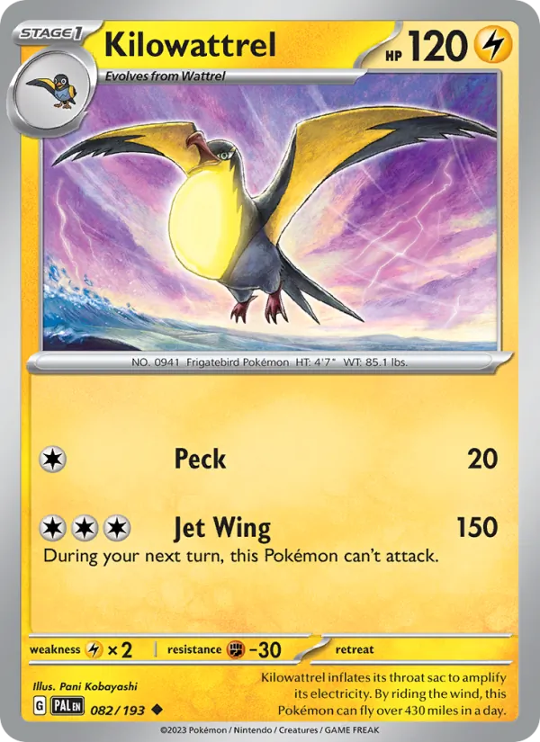 Kilowattrel #082 – Paldea Evolved card