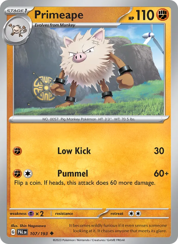 Primeape #107 – Paldea Evolved card