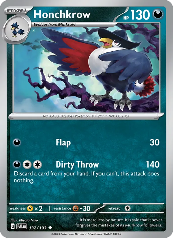 Honchkrow #132 – Paldea Evolved card