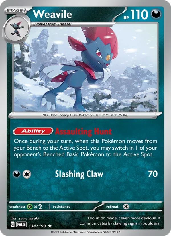 Weavile #134 – Paldea Evolved card