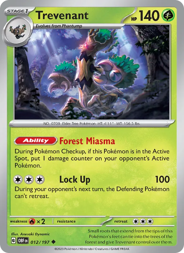 Trevenant #012 – Obsidian Flames card