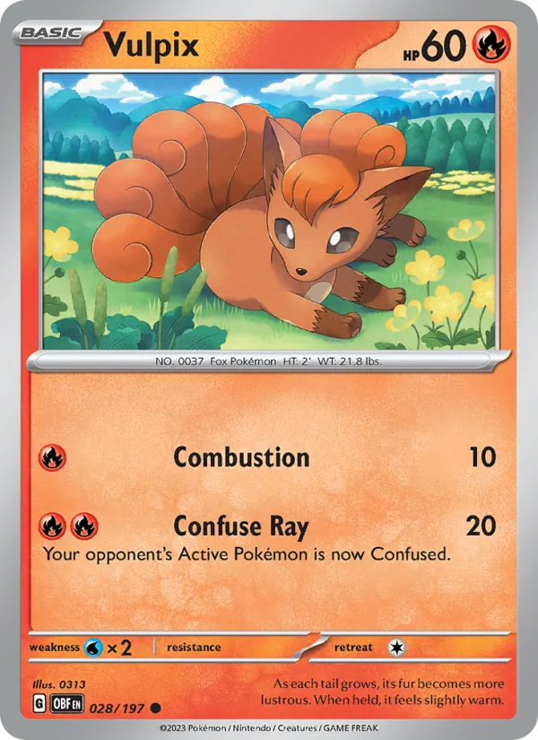 Vulpix #028 – Obsidian Flames card