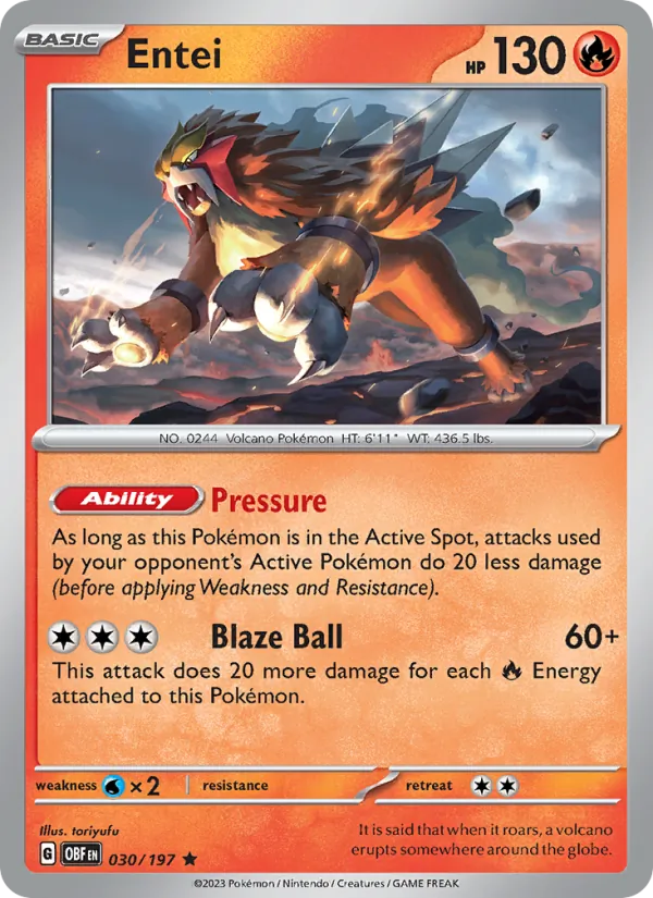 Entei #030 – Obsidian Flames card