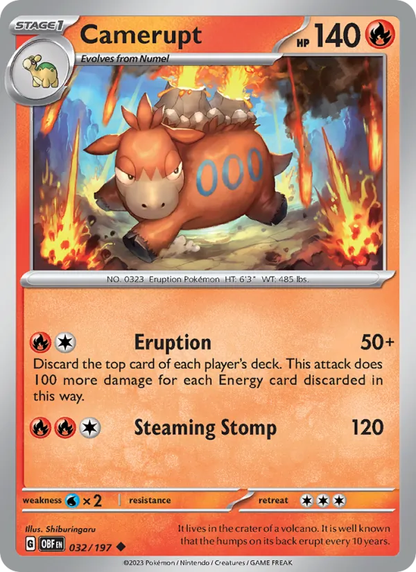 Camerupt #032 – Obsidian Flames card