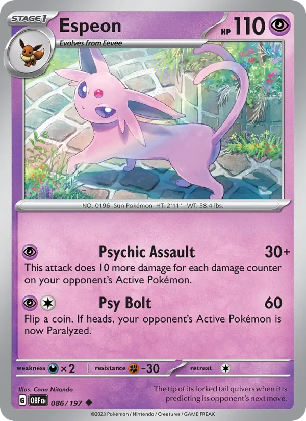 Espeon #086 – Obsidian Flames card