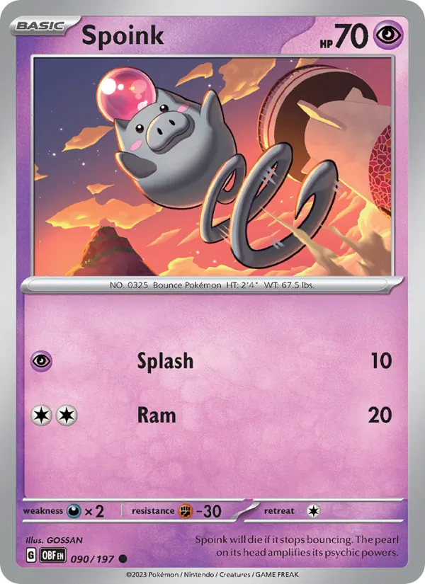 Spoink #090 – Obsidian Flames card