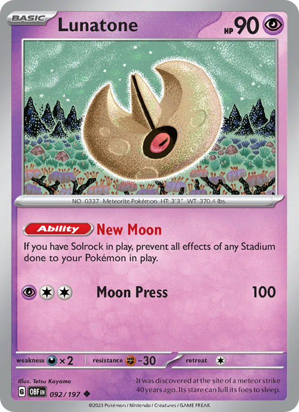 Lunatone #092 – Obsidian Flames card