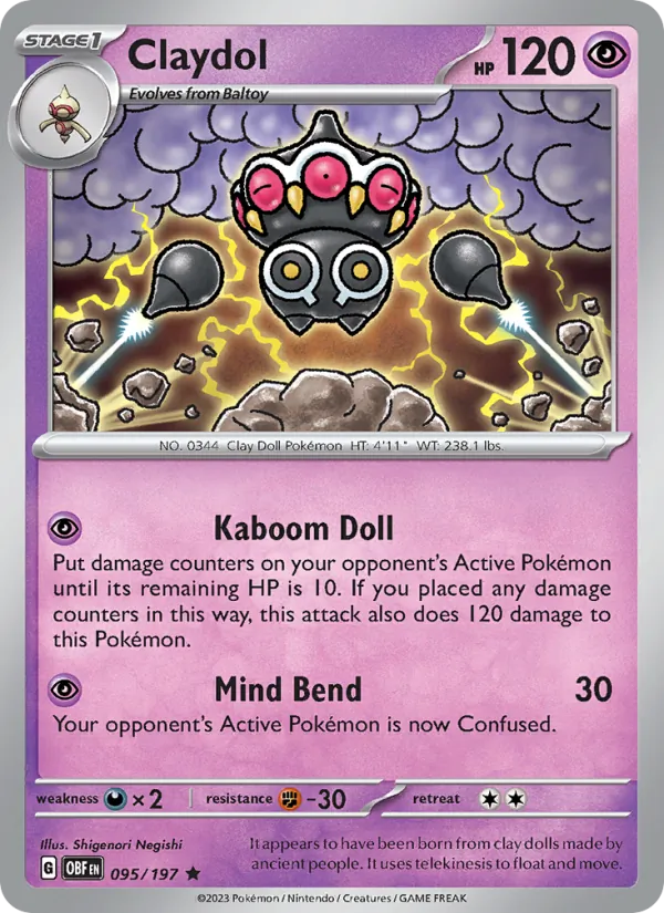Claydol #095 – Obsidian Flames card