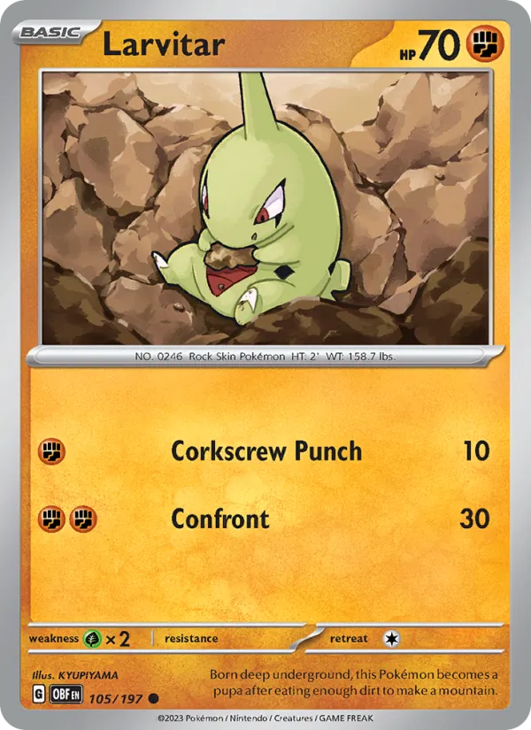Larvitar #105 – Obsidian Flames card