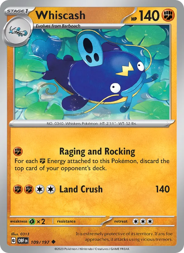 Whiscash #109 – Obsidian Flames card