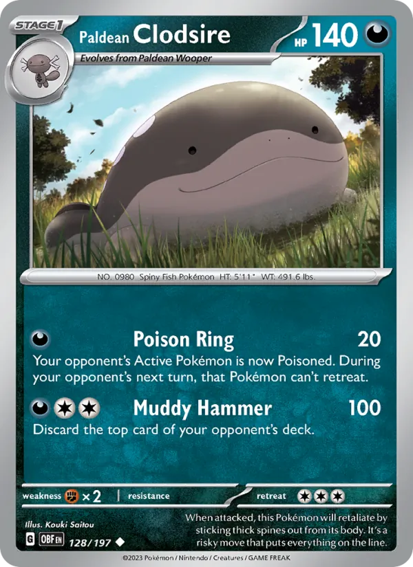 Paldean Clodsire #128 – Obsidian Flames card