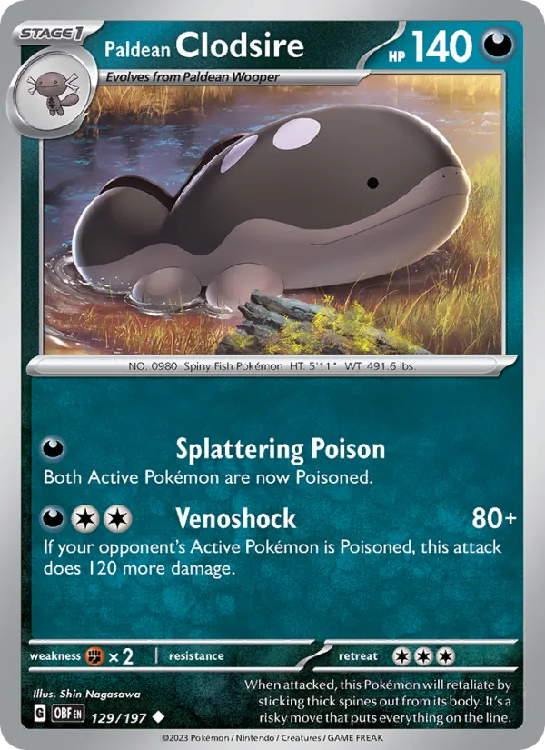 Paldean Clodsire #129 – Obsidian Flames card