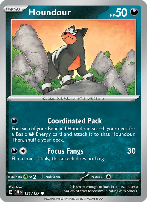 Houndour #131 – Obsidian Flames card